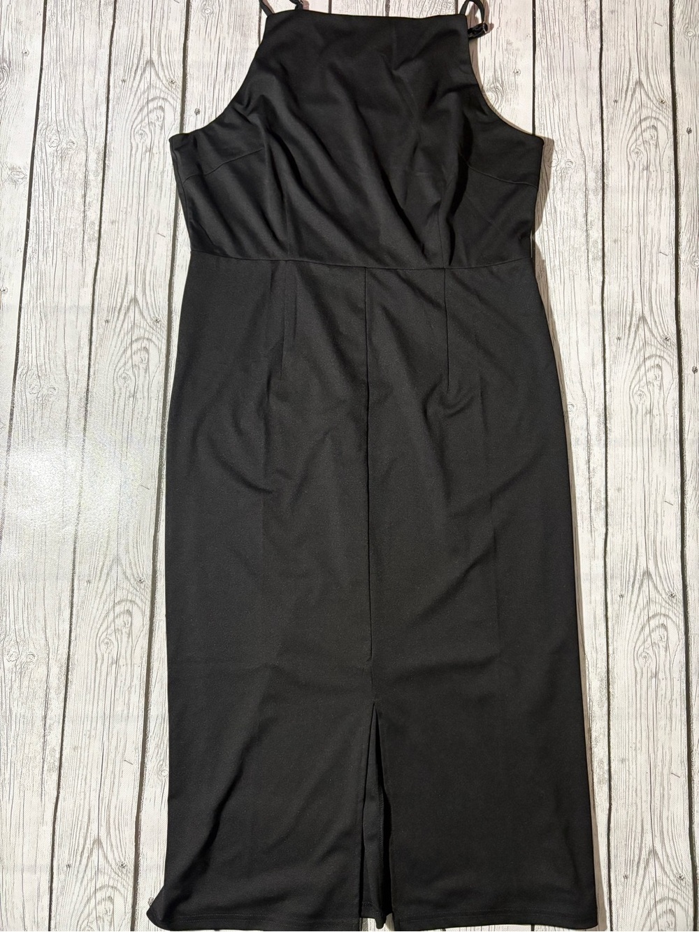 Angvns black V back dress pretty simple casual fresh Size L halter sheath